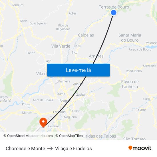 Chorense e Monte to Vilaça e Fradelos map
