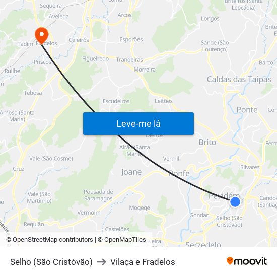 Selho (São Cristóvão) to Vilaça e Fradelos map