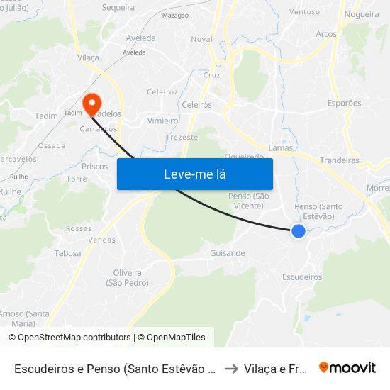 Escudeiros e Penso (Santo Estêvão e São Vicente) to Vilaça e Fradelos map