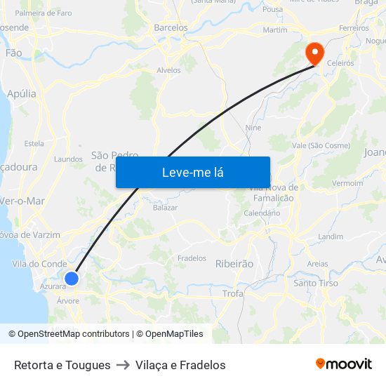 Retorta e Tougues to Vilaça e Fradelos map