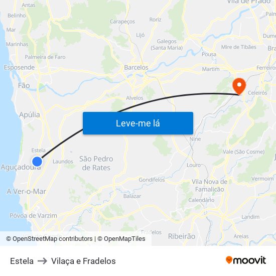 Estela to Vilaça e Fradelos map