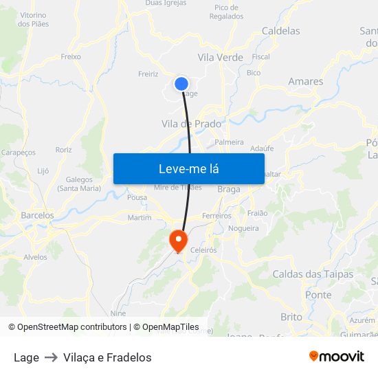 Lage to Vilaça e Fradelos map