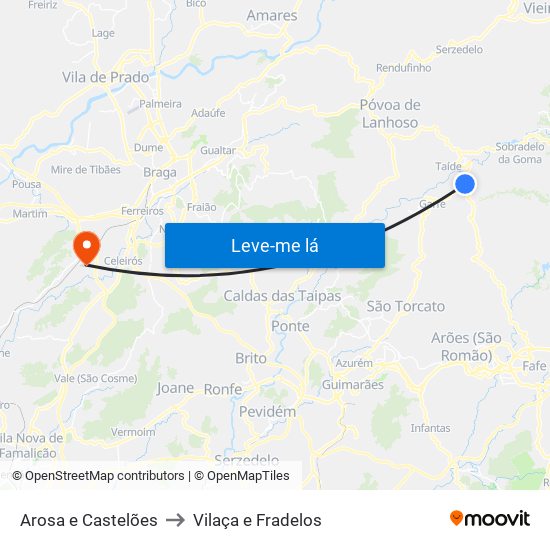 Arosa e Castelões to Vilaça e Fradelos map