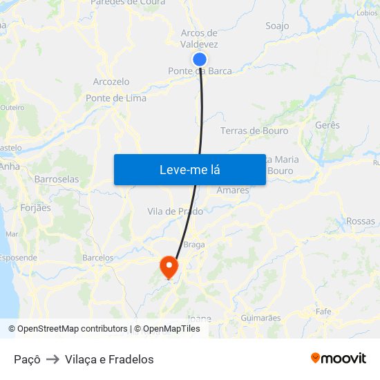 Paçô to Vilaça e Fradelos map