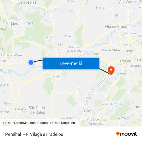 Perelhal to Vilaça e Fradelos map
