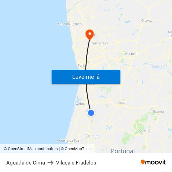 Aguada de Cima to Vilaça e Fradelos map