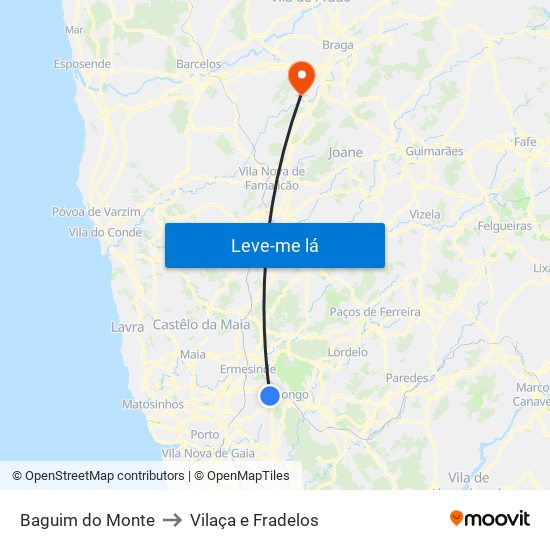 Baguim do Monte to Vilaça e Fradelos map