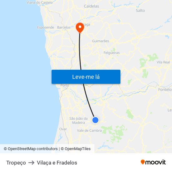 Tropeço to Vilaça e Fradelos map