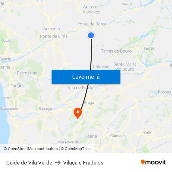 Cuide de Vila Verde to Vilaça e Fradelos map