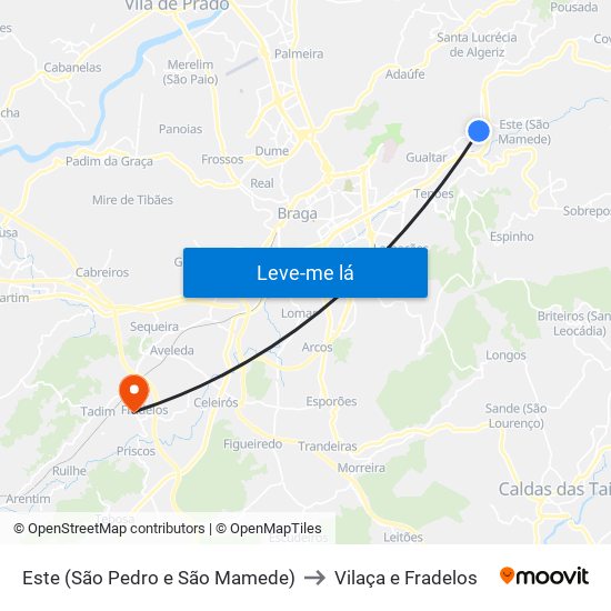 Este (São Pedro e São Mamede) to Vilaça e Fradelos map