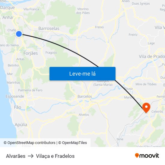 Alvarães to Vilaça e Fradelos map