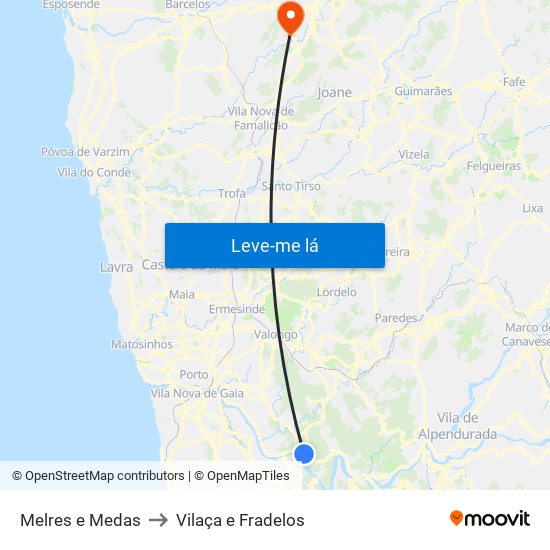 Melres e Medas to Vilaça e Fradelos map