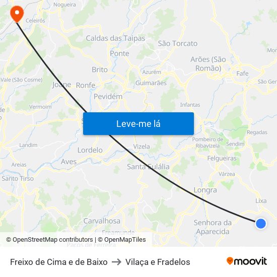 Freixo de Cima e de Baixo to Vilaça e Fradelos map