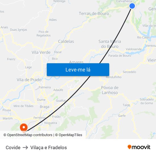 Covide to Vilaça e Fradelos map