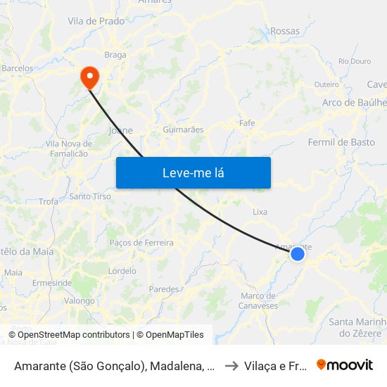 Amarante (São Gonçalo), Madalena, Cepelos e Gatão to Vilaça e Fradelos map