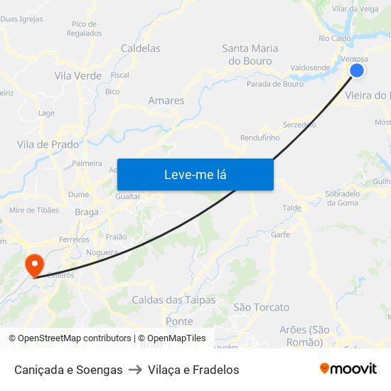 Caniçada e Soengas to Vilaça e Fradelos map