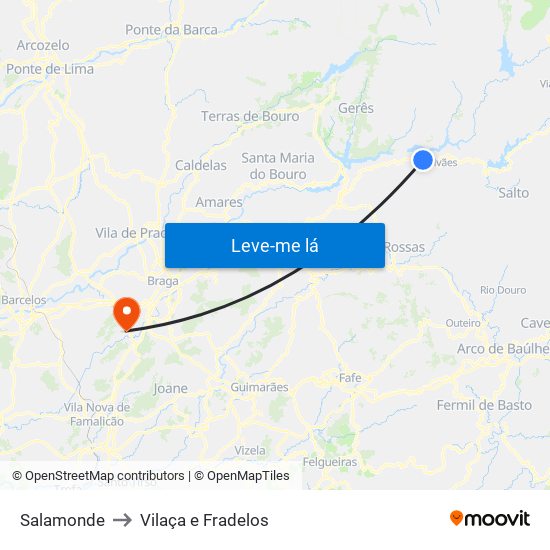 Salamonde to Vilaça e Fradelos map
