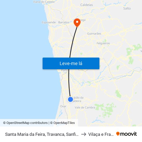 Santa Maria da Feira, Travanca, Sanfins e Espargo to Vilaça e Fradelos map