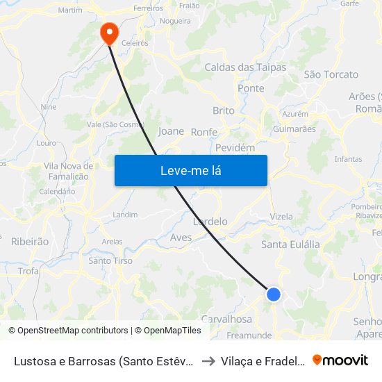 Lustosa e Barrosas (Santo Estêvão) to Vilaça e Fradelos map