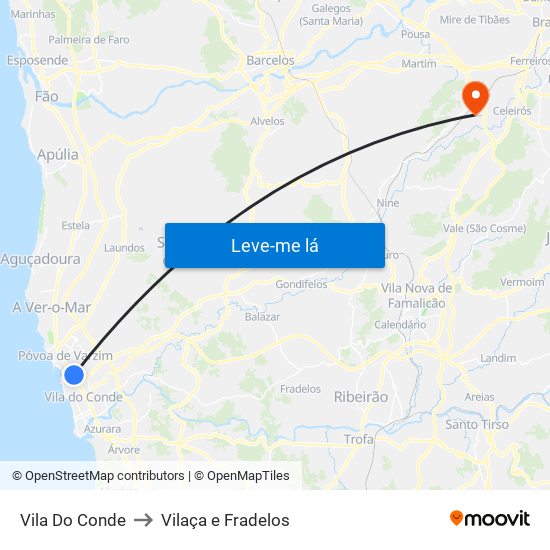 Vila Do Conde to Vilaça e Fradelos map