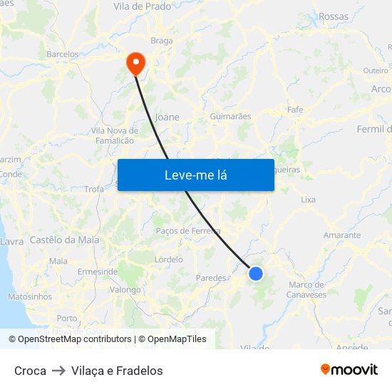 Croca to Vilaça e Fradelos map