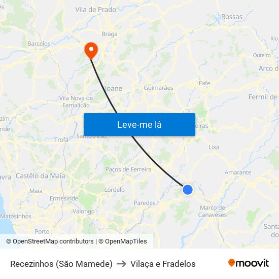 Recezinhos (São Mamede) to Vilaça e Fradelos map