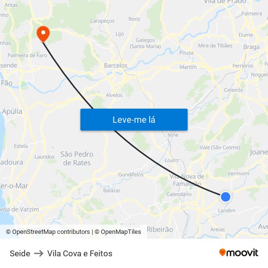 Seide to Vila Cova e Feitos map