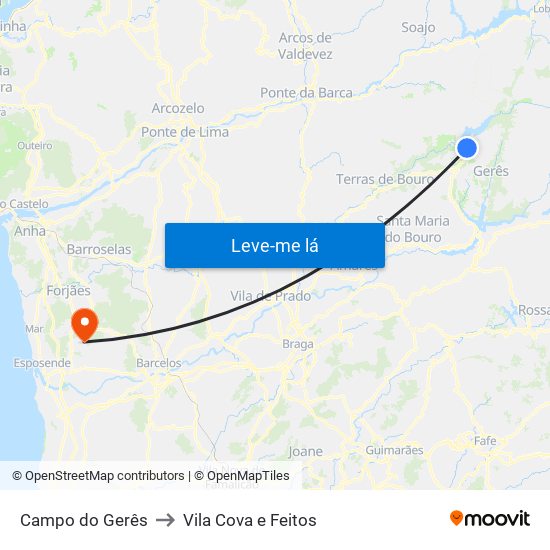 Campo do Gerês to Vila Cova e Feitos map