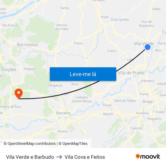 Vila Verde e Barbudo to Vila Cova e Feitos map