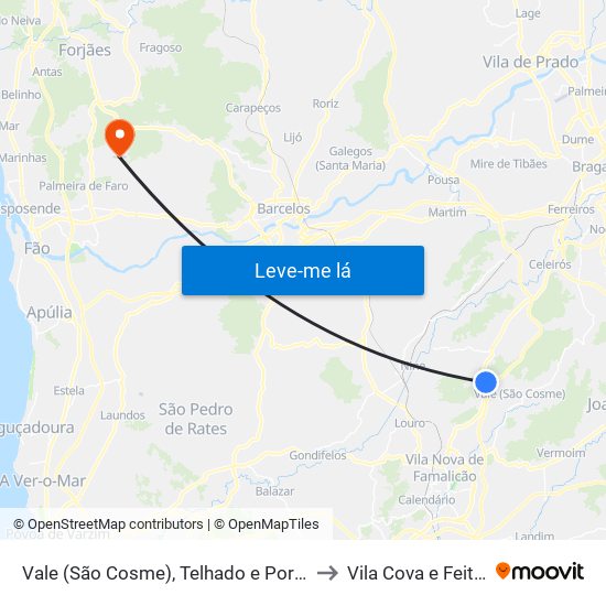 Vale (São Cosme), Telhado e Portela to Vila Cova e Feitos map