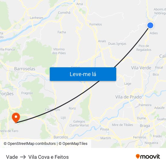 Vade to Vila Cova e Feitos map