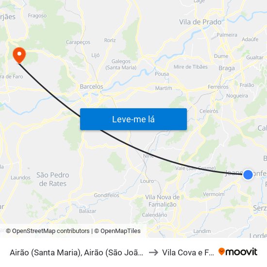 Airão (Santa Maria), Airão (São João) e Vermil to Vila Cova e Feitos map