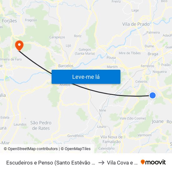 Escudeiros e Penso (Santo Estêvão e São Vicente) to Vila Cova e Feitos map