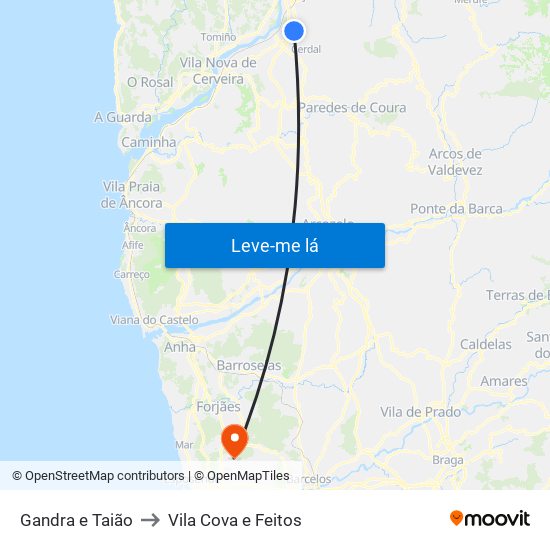 Gandra e Taião to Vila Cova e Feitos map