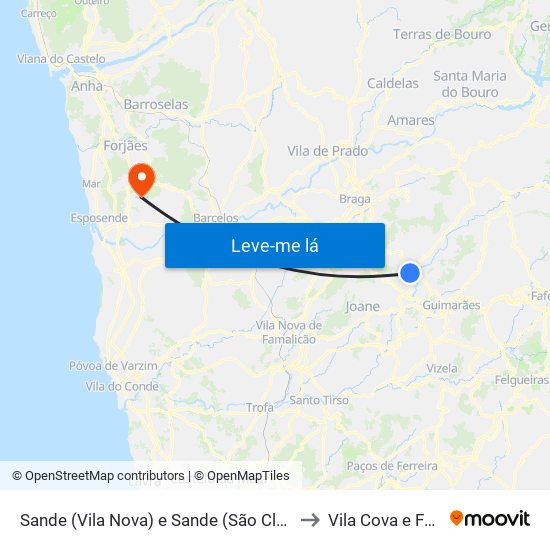 Sande (Vila Nova) e Sande (São Clemente) to Vila Cova e Feitos map