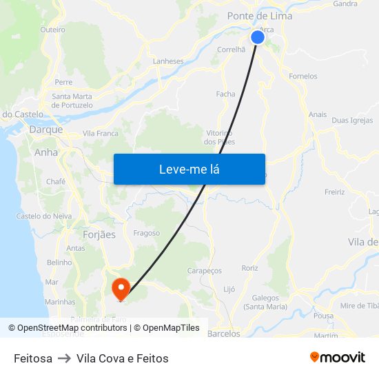 Feitosa to Vila Cova e Feitos map