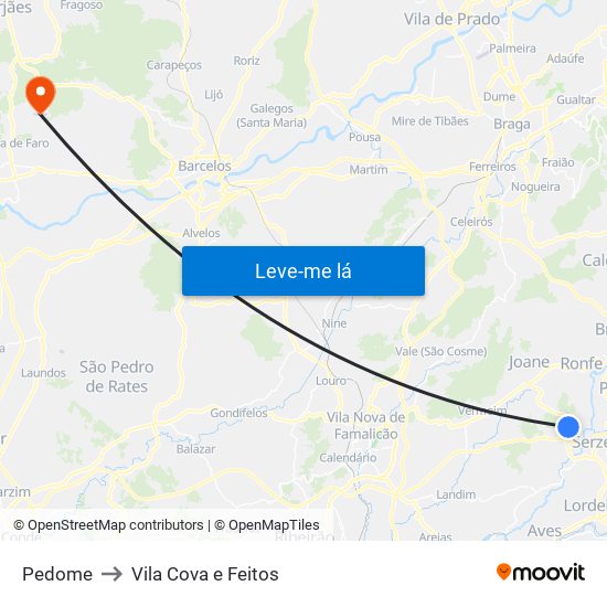 Pedome to Vila Cova e Feitos map