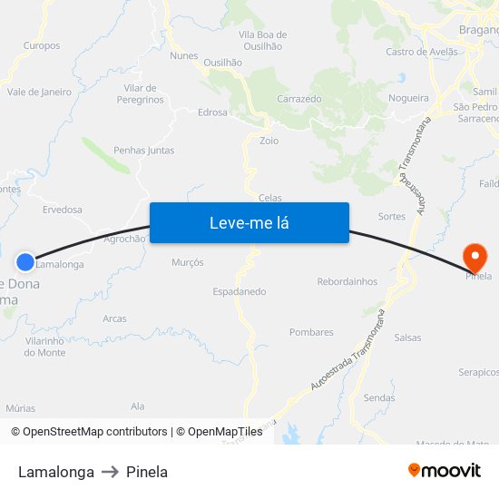Lamalonga to Pinela map