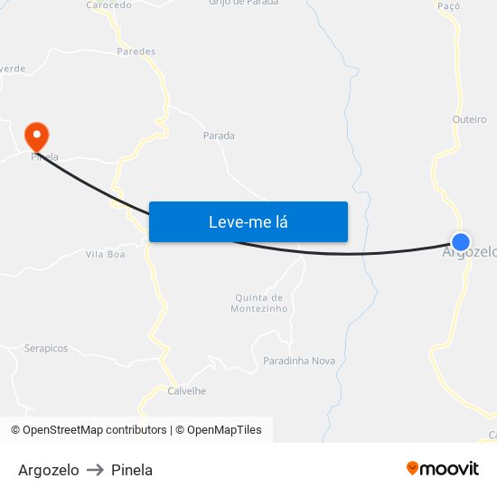 Argozelo to Pinela map