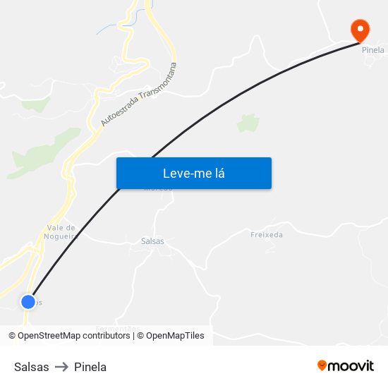 Salsas to Pinela map