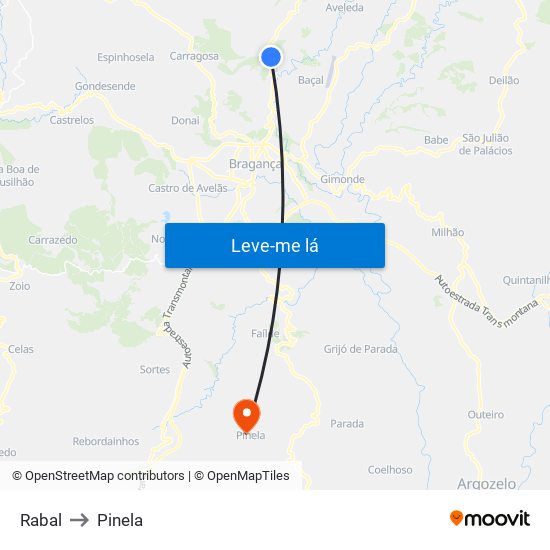 Rabal to Pinela map