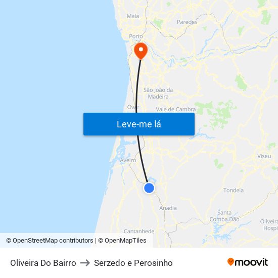 Oliveira Do Bairro to Serzedo e Perosinho map