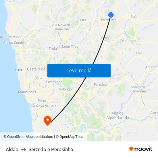 Aldão to Serzedo e Perosinho map