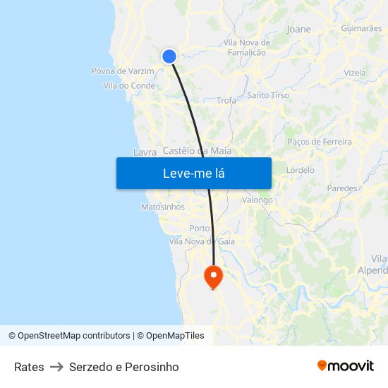 Rates to Serzedo e Perosinho map