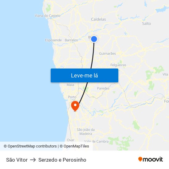 São Vítor to Serzedo e Perosinho map