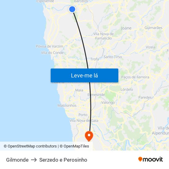 Gilmonde to Serzedo e Perosinho map