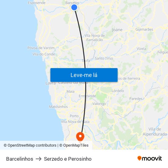 Barcelinhos to Serzedo e Perosinho map