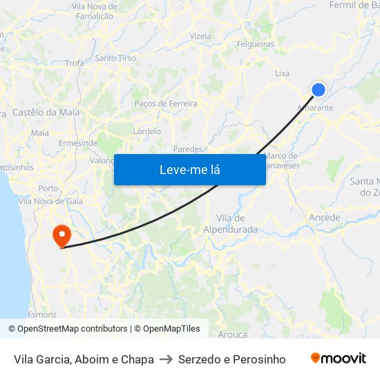 Vila Garcia, Aboim e Chapa to Serzedo e Perosinho map