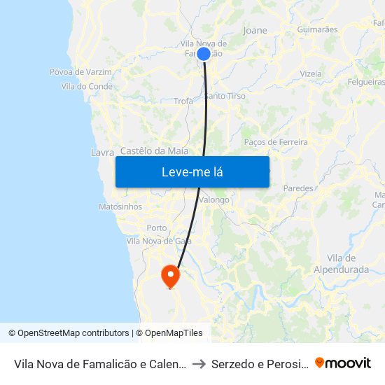 Vila Nova de Famalicão e Calendário to Serzedo e Perosinho map