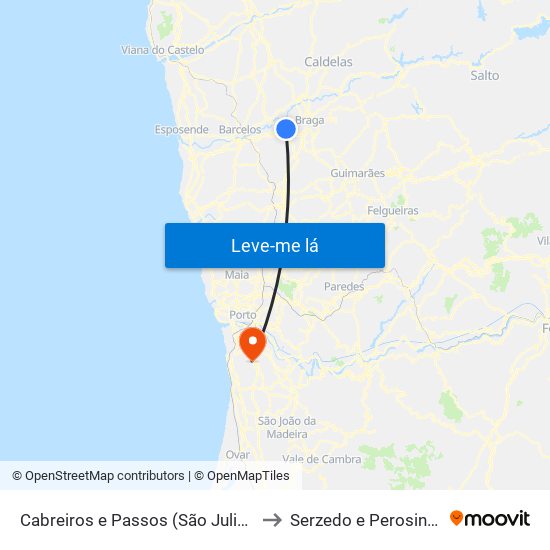 Cabreiros e Passos (São Julião) to Serzedo e Perosinho map